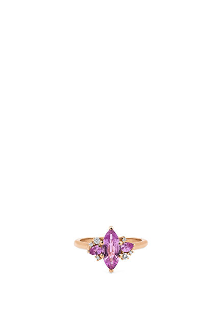 Pink Sapphire and Diamond Stone 14K Rose Gold Women's Ring