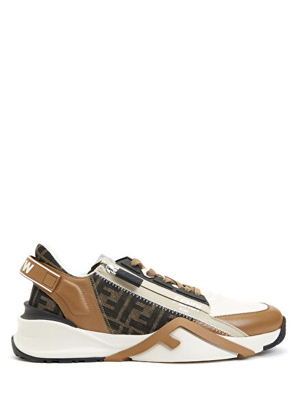 Beyaz Taba Logolu Erkek Deri Sneaker