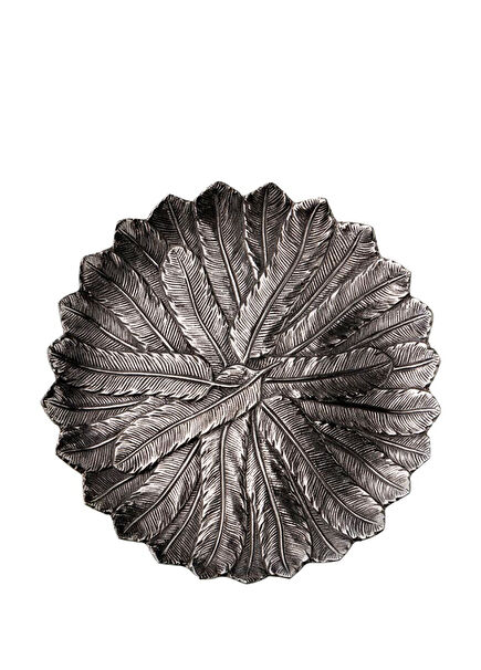 Feather Tray Silver Aluminum Decorative Object