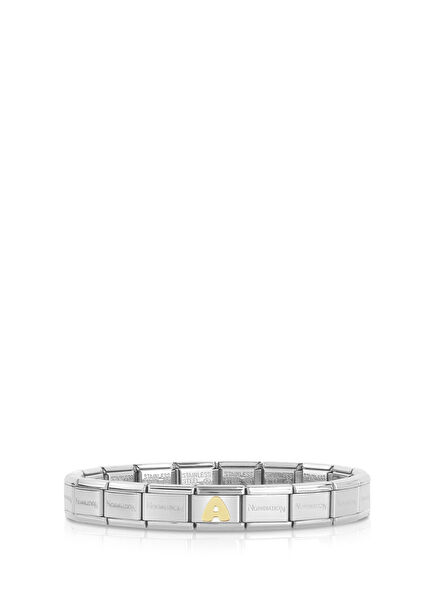 Original Steel Classic Bracelet, Italian Charm, Stainless Steel - Gold A Letter Starter Kit, Jewelry