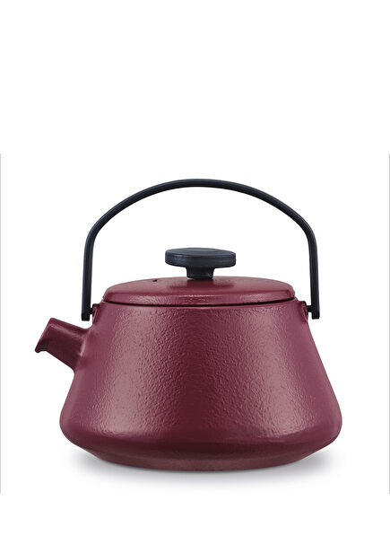 T-Time Aubergine Red Bordo Demir Döküm Demlik