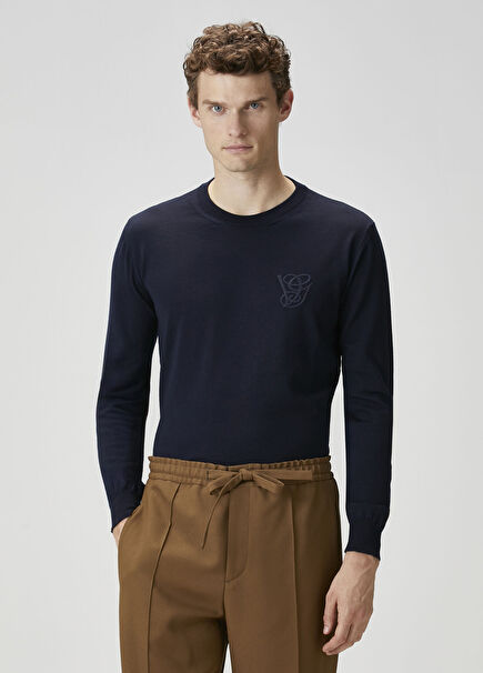 Navy Blue Wool Sweater