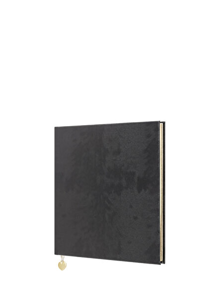 Siyah Deri Sert Kapaklı Çizgili Defter