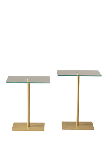 Elegante Gold & Clear Glass 2-seat Side Table