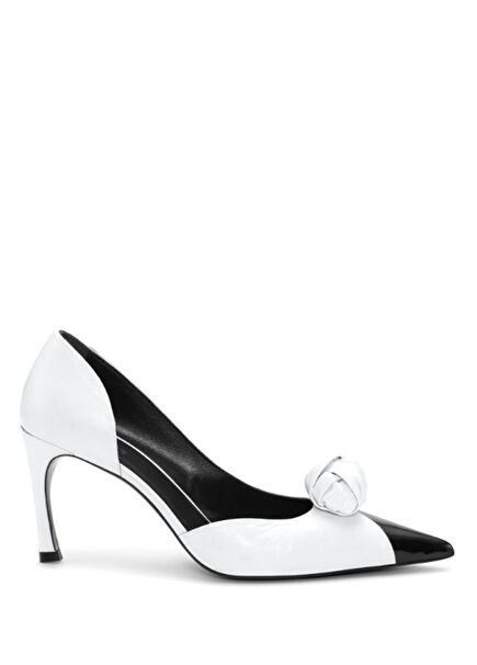 Black White Leather Heels