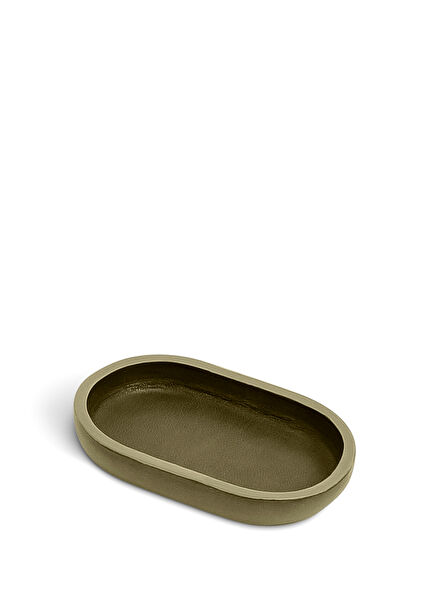 Plato Oval no.01 Green Leather Organizer Tray