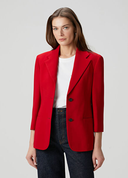 Red Crepe Blazer