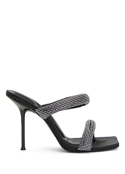 Julie Black Silver Women's Leather Sandals