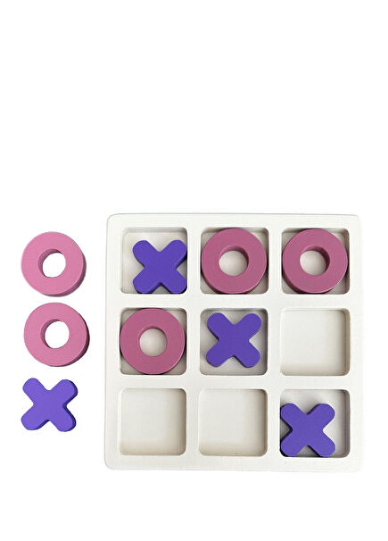 Tic Tac Toe White Pink Purple 10 Wooden Toy