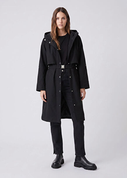Black Hooded Overcoat
