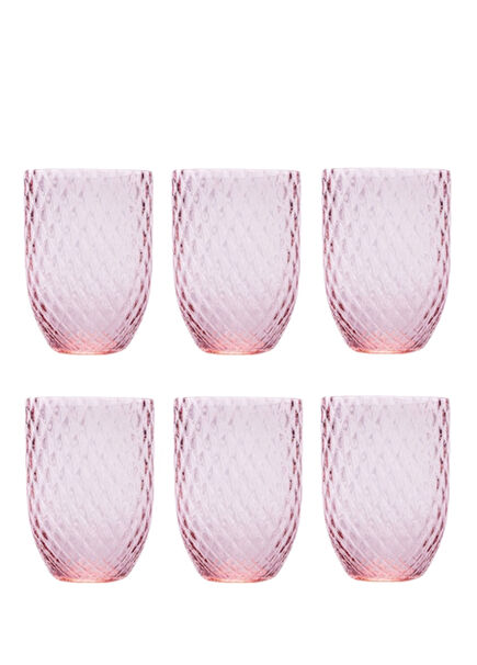 Pembe 6'lı Kristal Su ve Meşrubat Bardağı