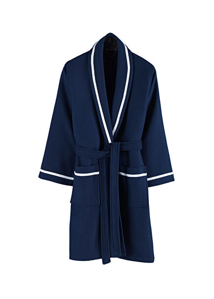 Livenza Lacivert Pamuklu Unisex Pike Bornoz