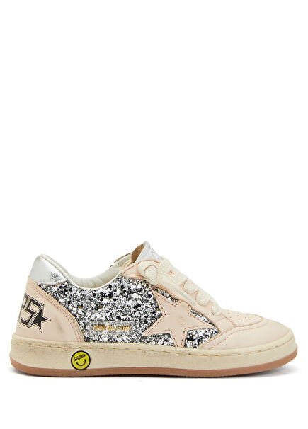Ball Star Sim Textured Girls Leather Sneakers