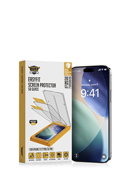 iPhone 17/17 Pro/16 Pro 5D Glass EasyFit 2'li Ekran Koruyucu