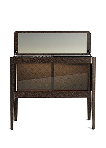 Casablanca Vitrin Serisi Ayna Kapaklı Ahşap Yatay Kokteyl Dolabı