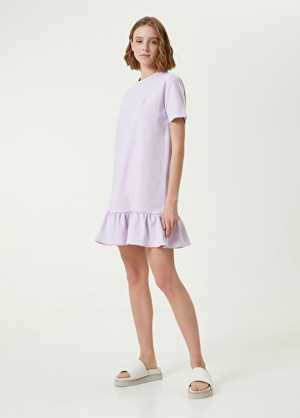 Lilac Logo Ruffled Mini Jersey Dress