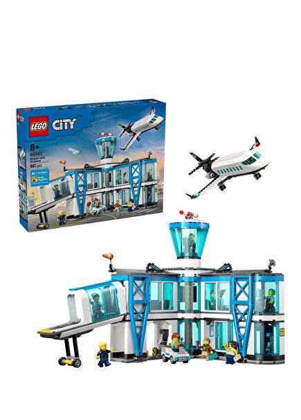 City Airport & Airplane 887-Piece Age 8+ Building Toy with Minifigure 60502