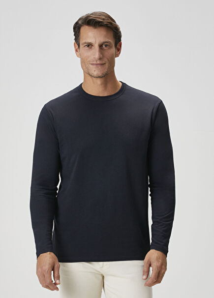 Siena Qsimple Muscle Fit Koyu Lacivert Bisiklet Yaka Uzun Kollu Erkek T-shirt