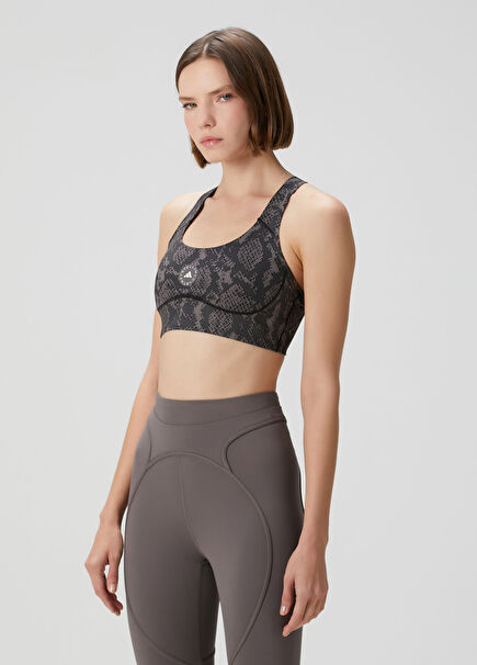 by Stella Mccartney Koyu Gri Desenli Spor Sütyeni