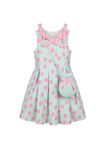 Minty Dot Patterned Girl's Dress
