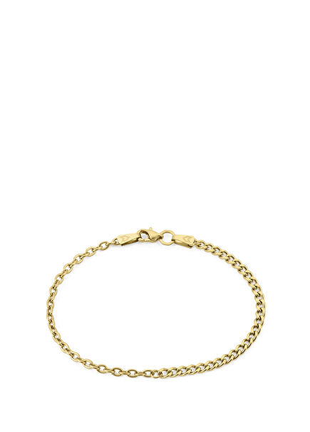 Curb Cable Altın Kaplama Çelik Erkek Bileklik