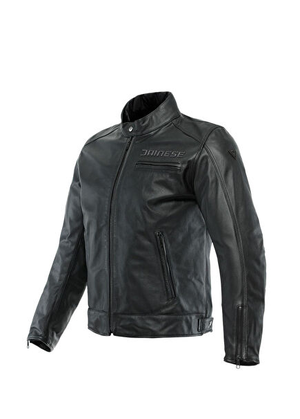 Zaurax Black Leather Men's Motorcycle Jacket
