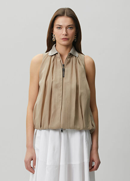 Açık Kahverengi Polo Bluz