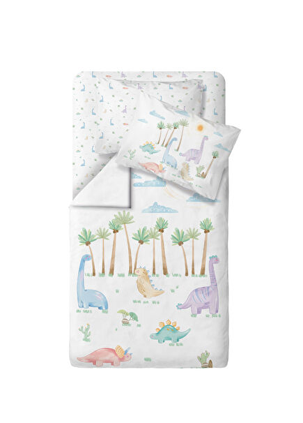 Dino %100 Organik Pamuk Saten Bebek Çocuk Nevresim Takımı 100 x 150 cm