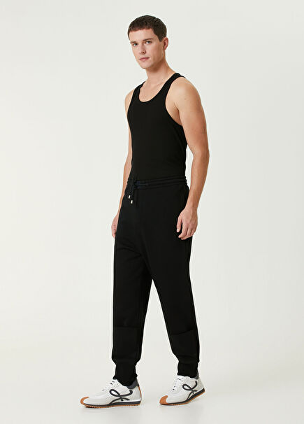 Black Waist Corded Jogger Sweatpants