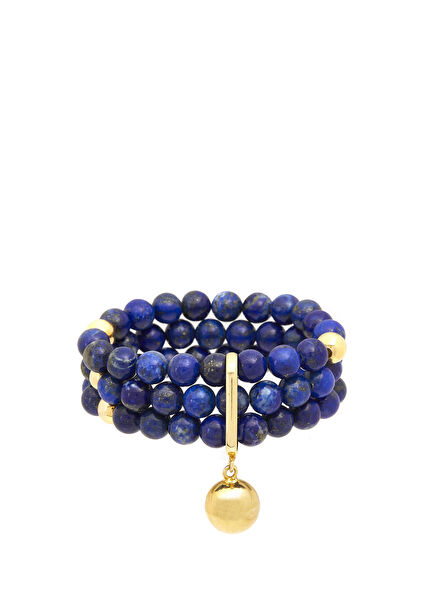 Hoptop Lacivert Doğal Taşlı 925 Ayar Gümüş Kadın Bilezik