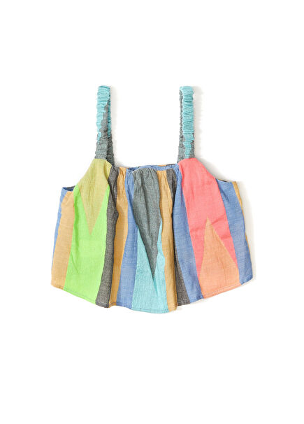 Mavi Pembe Desenli Kız Çocuk Bluz