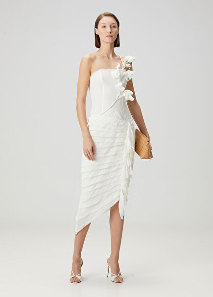 Leo White Draped Linen Skirt