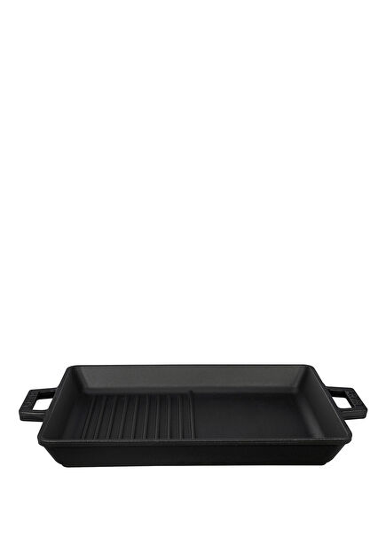 Cast iron rectangular double handle hybrid grill pan