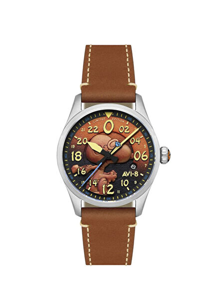 Spitfire Peanuts Snoopy Flying Ace AV-4150-02 Kahverengi Deri Erkek Kol Saati