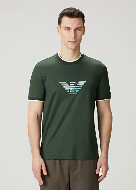 Koyu Yeşil Logo Nakışlı T-shirt