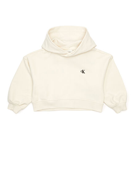 Cream Hooded Girls Sweatshirt