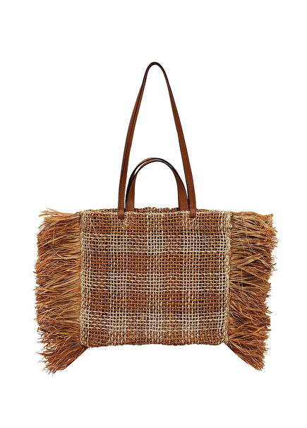 Calypso Brown Hasır Püsküllü Kadın Tote Çanta