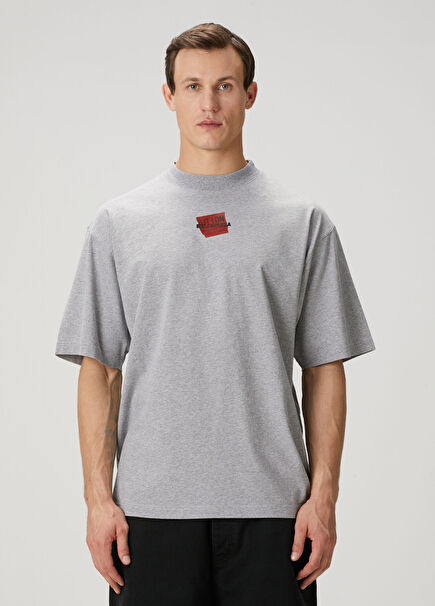Gri Logo Detaylı T-shirt
