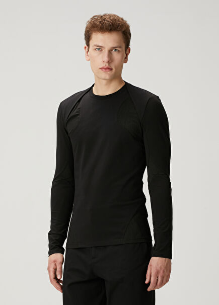 Black Insert Detailed Long Sleeve T-Shirt