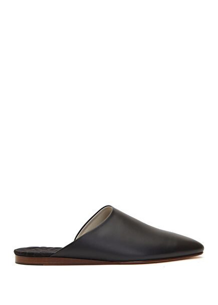 Black Men's Leather Slippers