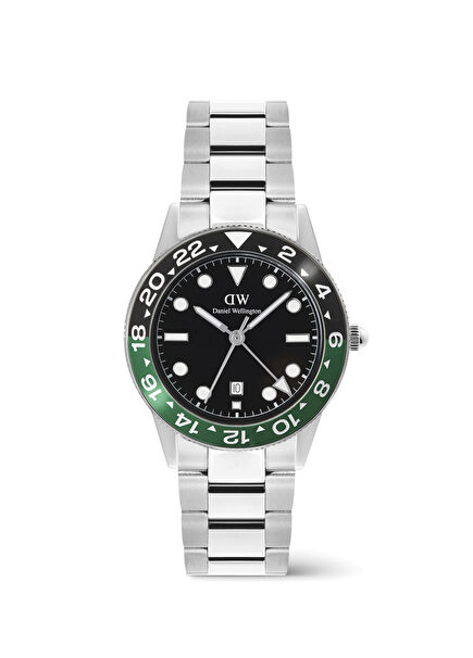 Iconic GMT Link Black Green Ceramic Bezel Gümüş Çelik Erkek Kol Saati