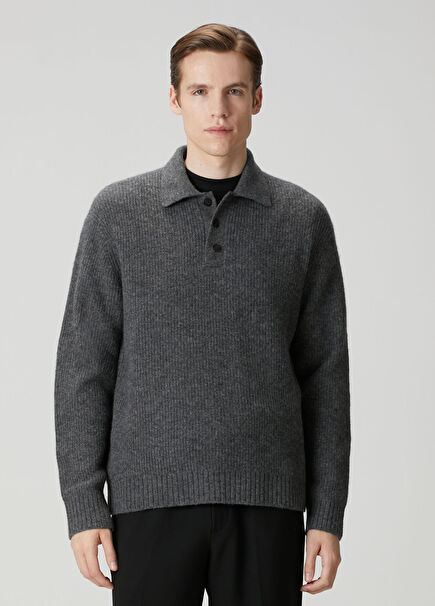 Anthracite Polo Merino Sweater