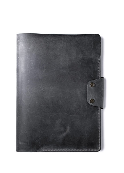 Hemingway Antique Grey Leather Notebook Cover A4 Organizer