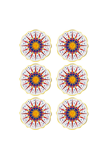 Dolce Vita Sun Colored Porcelain 6-Piece Cake Plate 21 cm