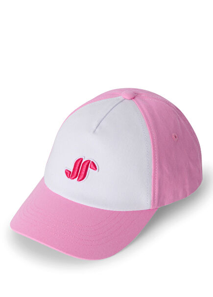 Pembe Beyaz Logolu Kız Çocuk Şapka