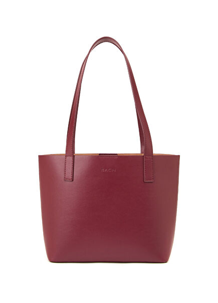Bordo Deri Kadın Mini Tote El Çantası