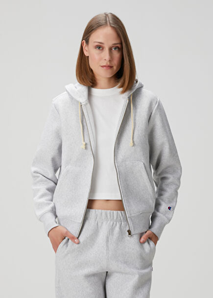 Gri Kapüşonlu Sweatshirt