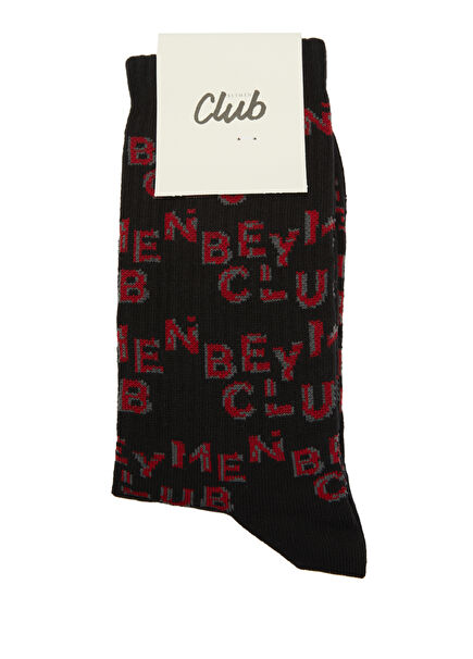 Men's Socks with Red Black Logo Letter Jacquard