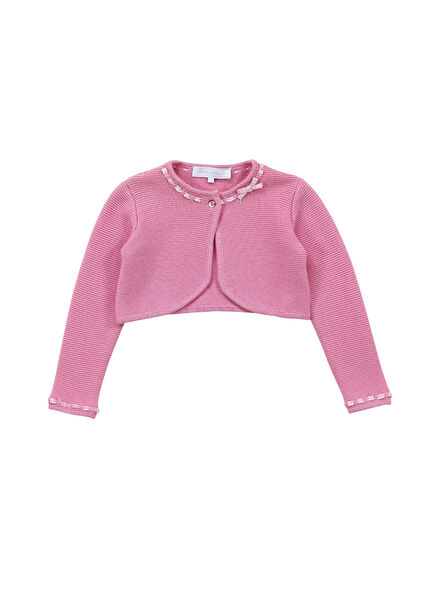 Dark Pink Long Sleeve Girls' Knitwear Bolero