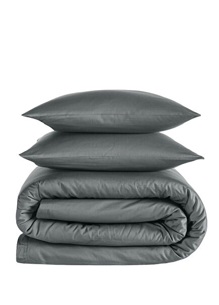 Odin 300 TC Cotton Satin Double Duvet Cover Set Anthracite